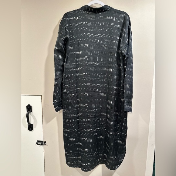 Eileen Fisher Silk Organic Cotton Dash Shirtdress Silk Lightweight Black Medium - Picture 6 of 17